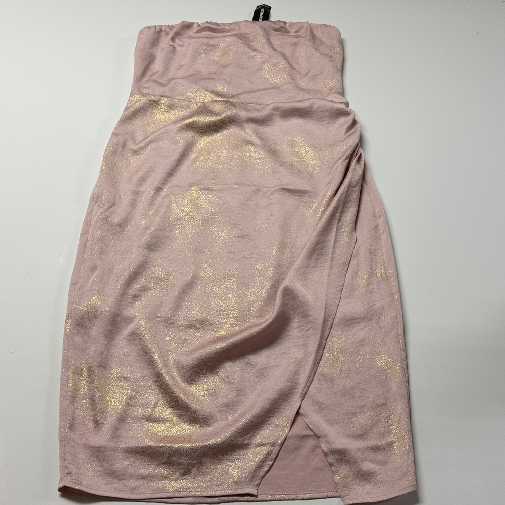 Express Pink and Gold strapless dress